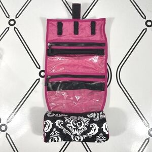 Pink and Black Hanging Toiletry Bag